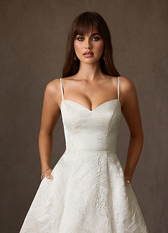 Azazie Selma Wedding Dresses Antique White A-Line Sweetheart Neckline Jacquard Dress image4
