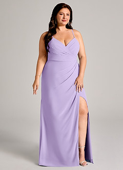 Azazie Maci Bridesmaid Dresses Lilac Sheath Pleated Chiffon Dress image11