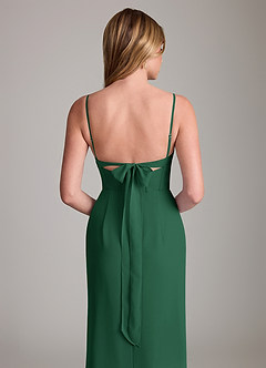 Azazie Mai Vestidos de damas de honor Vestido de Verde Oscuro de Gasa de Corte Recto con Plisado image6