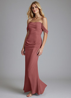Azazie Luiza Bridesmaid Dresses Amethyst Mermaid Off the Shoulder Chiffon Dress image1