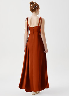 Azazie Rosey Junior Robe Trapèze en Satin extensible Encolure en Forme de Cœur Paprika image2