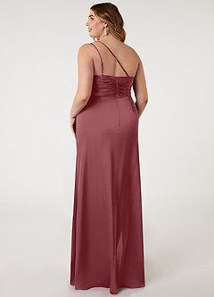 Azazie Eren Bridesmaid Dresses Desert Rose Mermaid One Shoulder Stretch Satin Dress image7
