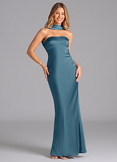 Azazie Lusinda Bridesmaid Dresses Bermuda Mermaid Strapless Stretch Satin Dress image3