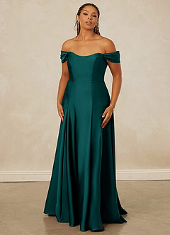 Christian Siriano Bridal for Azazie 1002 Brautjungfernkleider Wandelbar A-Linie Schulterfrei Stretch-Satin Kleid Pfau image8