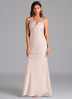 Azazie Hati Bridesmaid Dresses Blushing Pink Mermaid Stretch Satin Dress image5