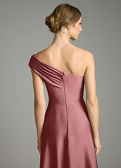 Azazie Melanie Suknie dla druhen Linia A Zza ramienia Satyna elastyczna Do ziemi Sukienka image2