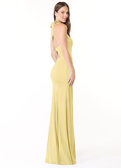 Azazie Emeria Brudtärnklänningar Klänning av Sjöjungfru i Stretch Satin Plisserad Citronsorbet image9