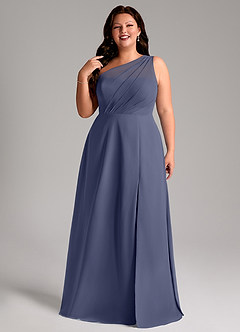 Azazie Phaedra Bridesmaid Dresses Stormy A-Line One Shoulder Chiffon Dress image11