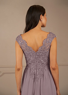 Azazie Amethyst Mother of the Bride Dresses Dusk A-Line V-Neck Sequins Chiffon Dress image8