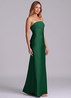 Azazie Ailanie Brudtärnklänningar Klä av Tubklänning i Stretch Satin Axelbandslös Mörkgrön image4