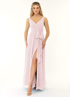Azazie Alva Bridesmaid Dresses A-Line Convertible Pleated Chiffon Floor-Length Dress image1