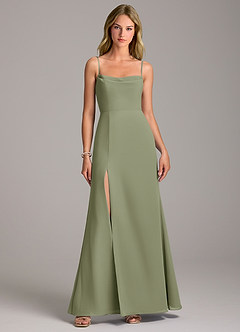 Azazie Tahlia Bridesmaid Dresses Pistachio A-Line with Belt Chiffon Dress image4