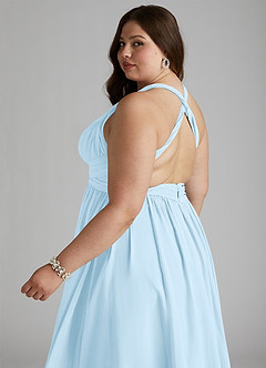 Azazie Ashia Bridesmaid Dresses Sky Blue A-Line Pleated Chiffon Dress image8