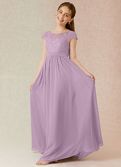 Azazie Silvermist Junior Wisteria A-Line Pleated Chiffon Dress image3