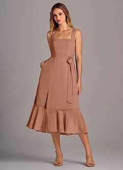Azazie Deb Abiti da Damigella Abito Convertibile A-Line in Chiffon Con Tasche Bronzo image1