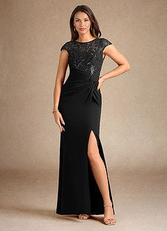 Azazie Santa Clarita Mother of the Bride Dresses Black Mermaid Sequins Stretch Crepe Dress image1
