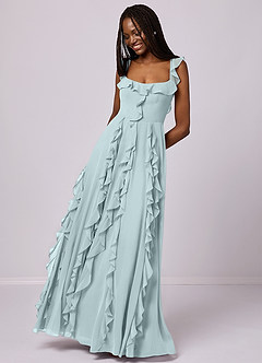 Barbie ♥ Azazie Bridesmaid Dresses Mist A-Line with Pockets Chiffon Dress image5