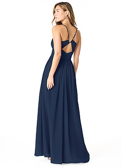 Azazie Cora Vestidos de damas de honor Vestido de Azul Marino Oscuro de Gasa de Corte en A con Plisado image2