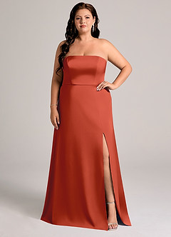 Azazie Wren Bridesmaid Dresses Rust A-Line Strapless Stretch Satin Convertible Dress image6