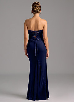 Azazie Sorrel Vestidos de damas de honor Vestido de Azul Marino Oscuro de terciopelo de Corte Sirena Convertible con Corsé image8