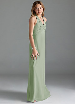Azazie Tessie Junior Dusty Sage A-Line Pleated Chiffon Dress image4