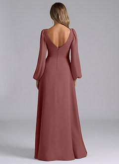 Azazie Omari Brautjungfernkleider A-Linie Langarm Chiffon Kleid Wüstenrose image6