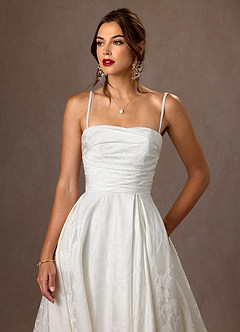 Azazie Daliah Robes de mariée Robe Trapèze en Jacquard Floral Sans bretelle Blanc De Diamant image5