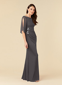 Azazie Magdalene Mother of the Bride Dresses Steel Grey Sheath Sequins Mesh Dress image2