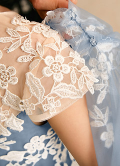Azazie Dandelion Flower Girl Dresses Dusty Blue Ball-Gown Lace Dress image8