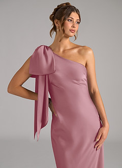 Azazie Capri Bridesmaid Dresses Vintage Mauve Mermaid One Shoulder Stretch Satin Dress image5