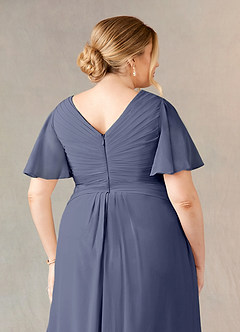 Azazie Morning Glory Kleider für die Brautmutter A-Linie V-Hals Gerüscht Chiffon Kleid Sturm image10