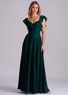 Azazie Leilani Bridesmaid Dresses Pine A-Line Sweetheart Neckline Floral Burnout Dress image3
