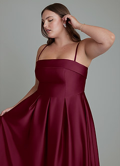 Azazie Lucienne Vestidos de damas de honor Vestido Mora de Satén Elástico de Línea A Convertible con Palabra de honor image14