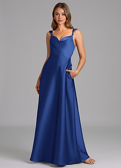 Azazie Beatrice Bridesmaid Dresses Royal Blue A-Line Sweetheart Neckline Stretch Satin Dress image4