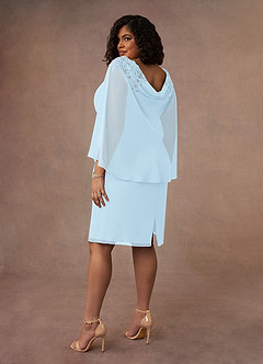 Azazie Carmela Mère de la mariée Robes Robe Fourreau en Mousseline de soie Dentelle Bleu Ciel image10