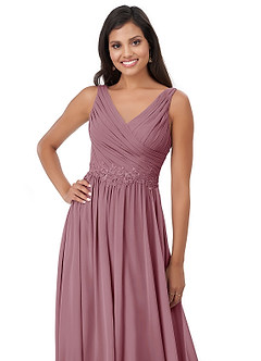 Azazie Robbie Bridesmaid Dresses A-Line Lace Chiffon Floor-Length Dress image5