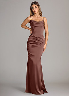 Azazie Sorrel Bridesmaid Dresses Espresso Mermaid Strapless Stretch Satin Convertible Dress image4