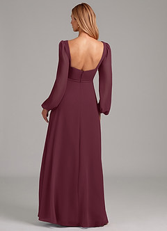 Azazie Simone Bridesmaid Dresses Cabernet A-Line Long Sleeve Chiffon Dress image2