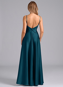 Azazie Elita Bridesmaid Dresses Ink Blue A-Line Pleated Stretch Satin Dress image5