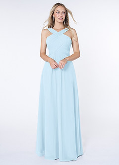 Azazie Kaleigh Bridesmaid Dresses Sky Blue A-Line Pleated Chiffon Dress image1