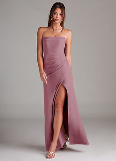 Azazie Leonis Bridesmaid Dresses Vintage Mauve Sheath Strapless Chiffon Convertible Dress image7