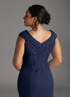 Azazie Calathea Mother of the Bride Dresses Dark Navy A-Line Lace Dress image7