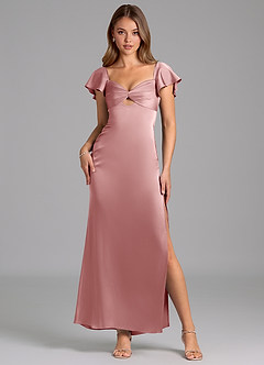 Azazie Demia 신부 들러리 드레스 쉬스 스윗하트 네크라인 스트레치 새틴 발목 길이 드레스 image1