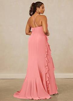 Christian Siriano Bridal for Azazie 1006 Bridesmaid Dresses Coral Mermaid Ruched Chiffon Dress image15