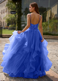 Spitze Królewski Niebieski Suknia balowa z prześwitującej koronki image2