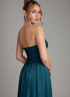 Azazie Zena Bridesmaid Dresses Ink Blue A-Line Strapless Stretch Satin Dress image7