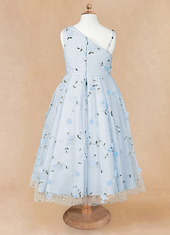 Azazie Ivilia Blumenmädchenkleider A-Linie One-Shoulder Tüll Kleid Himmelblau image7