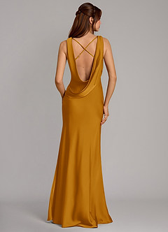Azazie Cheryl Bridesmaid Dresses Butterscotch Mermaid Stretch Satin Dress image5