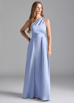 Azazie Dallas Vestidos de damas de honor Vestido de Hielo de Satén Elástico de Corte en A con Hombro unilateral image3