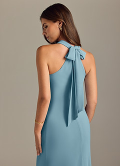 Azazie Doretta Bridesmaid Dresses Moody Blue Mermaid Pleated Chiffon Dress image2